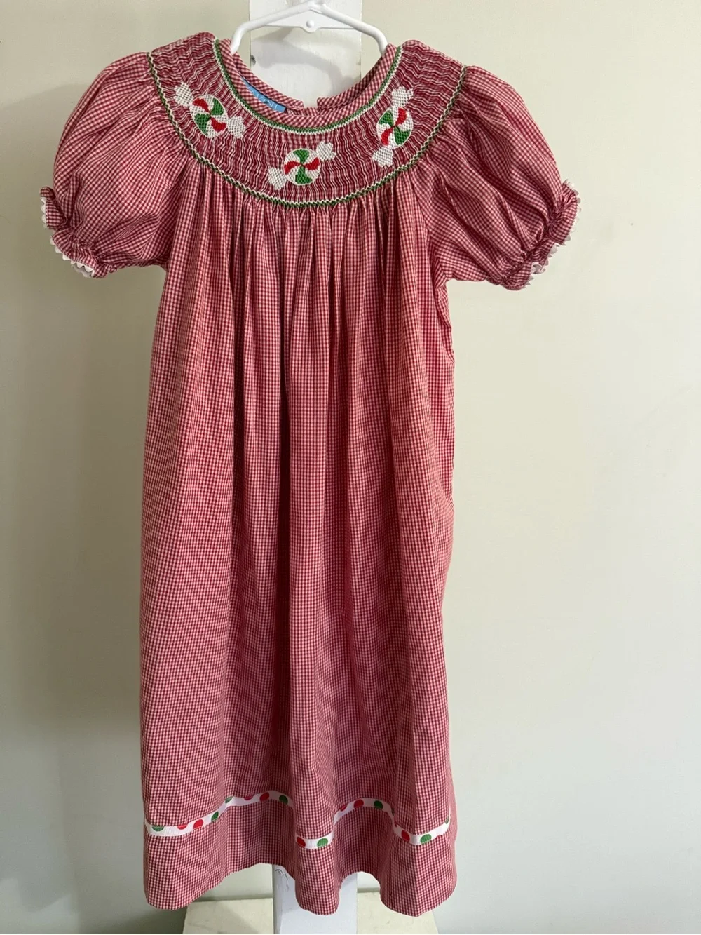 Anavini Hand Smoxked Christmas Bishop Dress